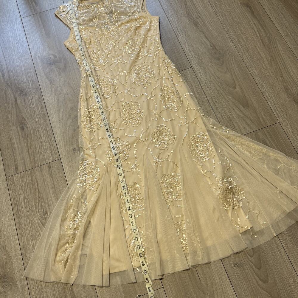 NWT Adrianna Papell Womens Beaded Sequined Sleeveless Midi Champagne/nude 6 - Picture 10 of 16